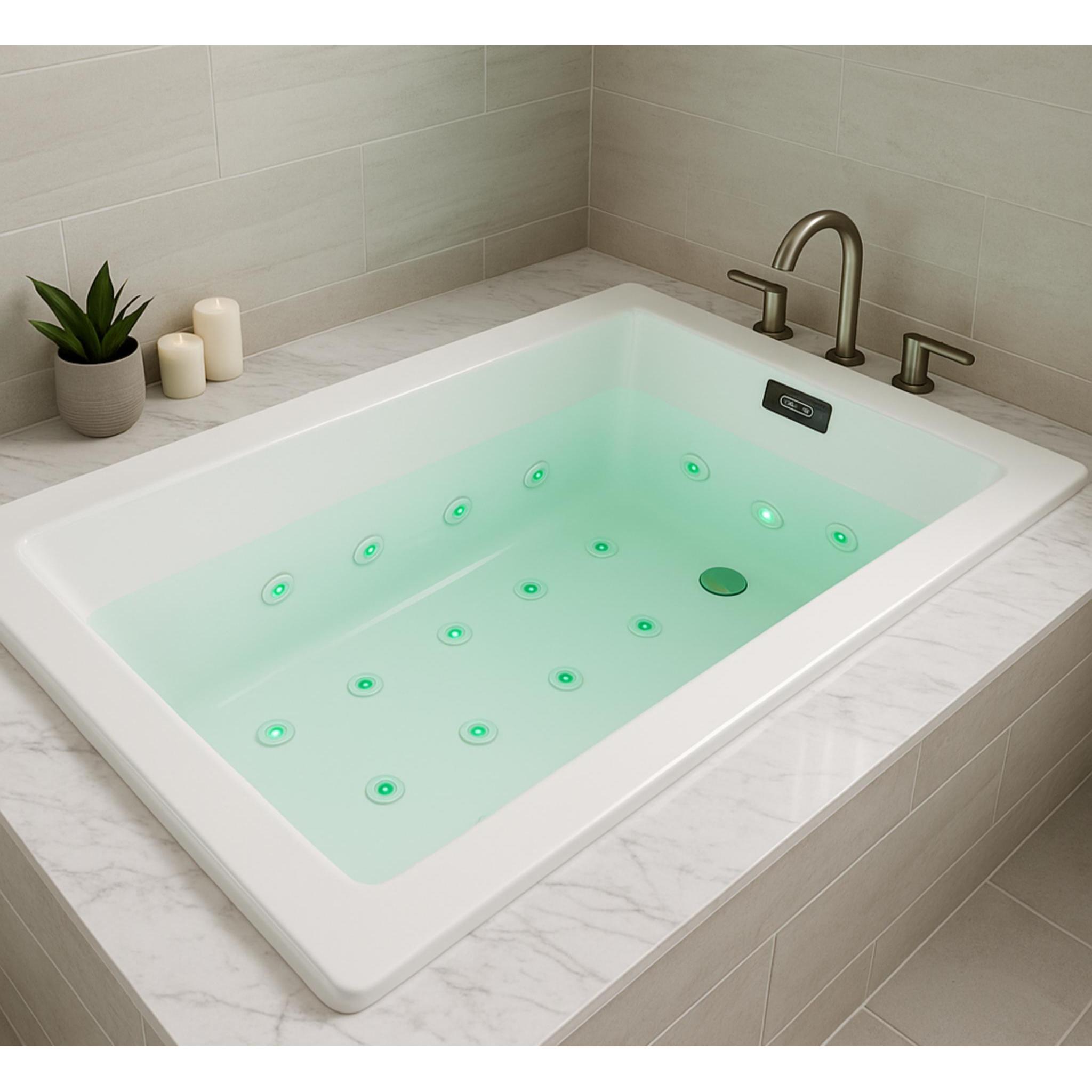 72" x 42" Drop-In Luxury Spa Bathtub with 13 Jets, Chromatherapy & Heater