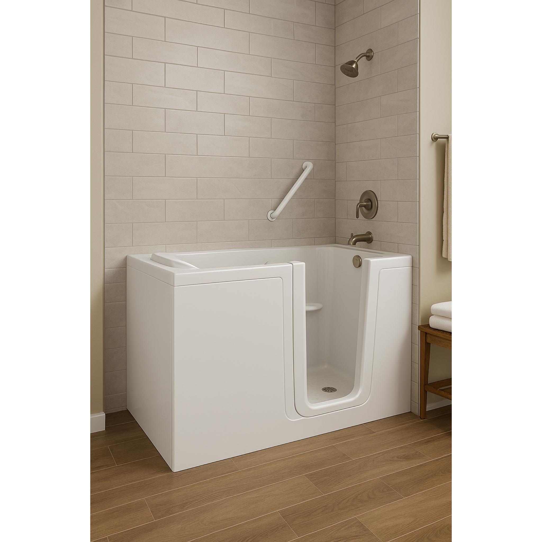 Plumbing Heating Store 60" Alcove Fiberglass Walk-In Soaking Tub with Left-Hand Drain