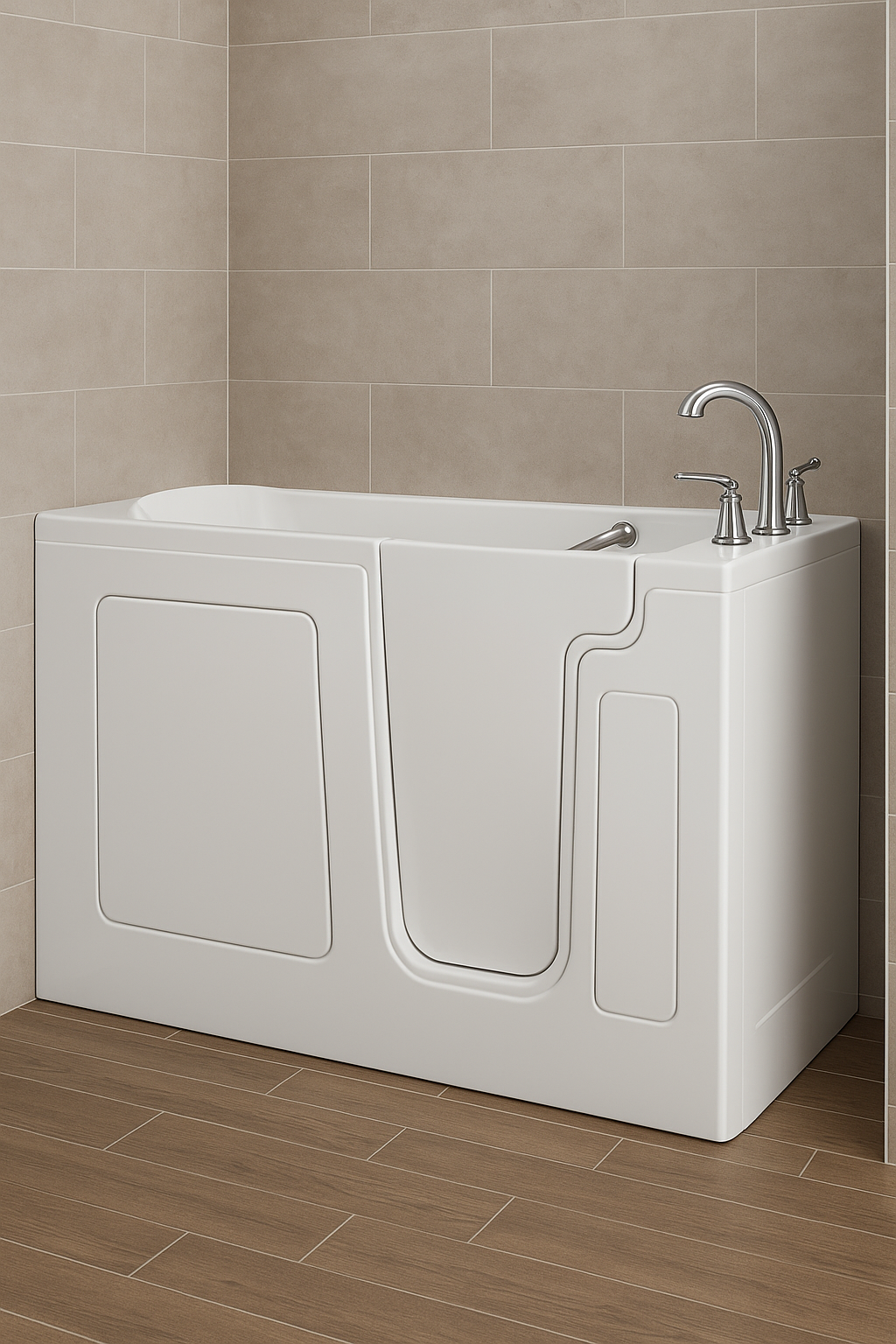 American Standard Premium 60" Walk-In Soaking Bathtub with Right-Hand Drain and Quick Drain Pump - Roman Tub Filler and Handshower Included