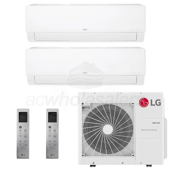 LG 30K BTU Cooling 22 SEER2 Two Zone Wall Mount Mini Split Package with 15k + 18k Indoor Units