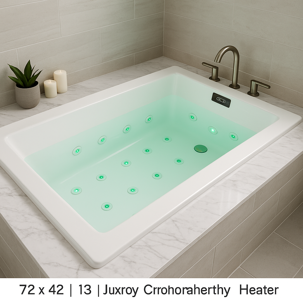 Jacuzzi 72" x 42" Sia® Drop In Luxury Salon Spa Bathtub with 13 Jets, Luxury Controls, Chromatherapy, Heater, Center Drain and Right Pump